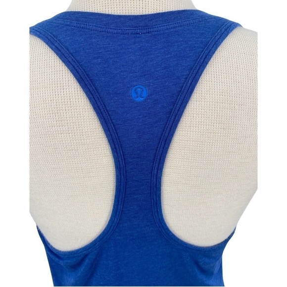Lululemon Women’s Racerback Blue Cotton Tank Top Front Pocket Size Small - Picture 2 of 6